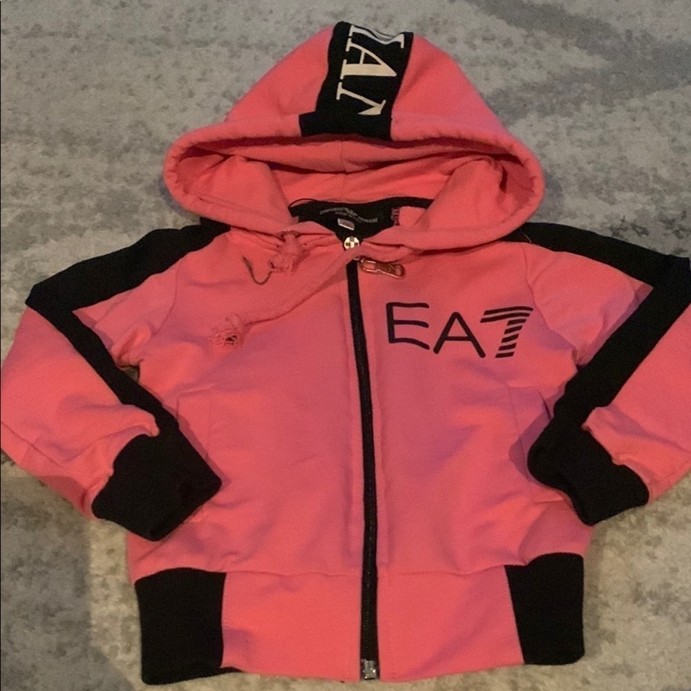 Emporio Armani Kids Pink and Black Hoodie